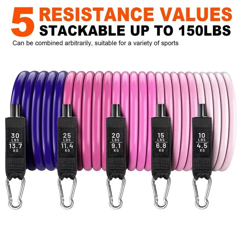 Workout Bands Set 11Pcs Elastic Workout Bands Elastic Bands for Strength Training for Men and Women Workout Equipment