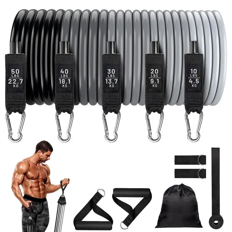 Workout Bands Set 11Pcs Elastic Workout Bands Elastic Bands for Strength Training for Men and Women Workout Equipment