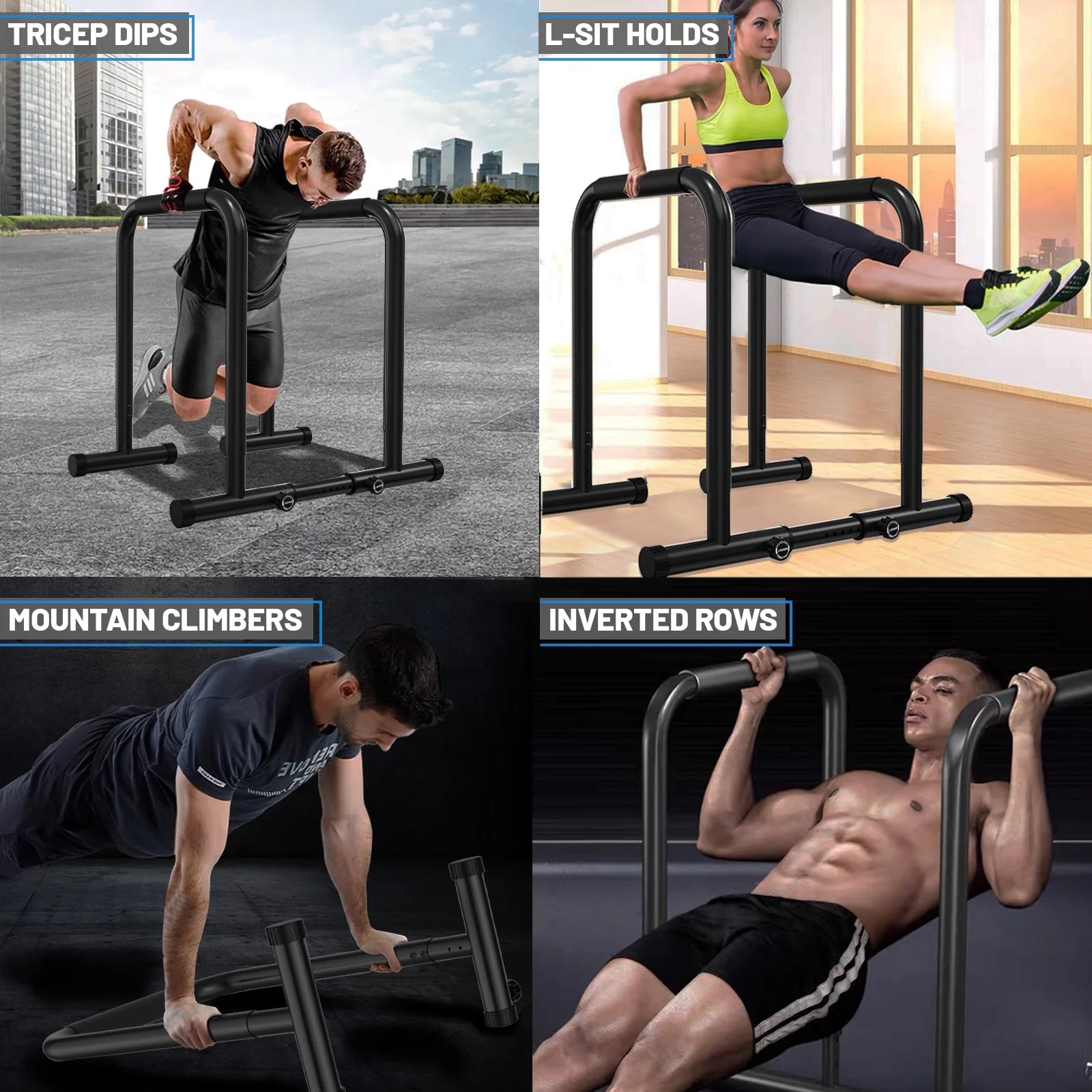 Adjustable Dip Bar Heavy Duty Steel Dip Station Power Tower Dip Station Pull up Bar Power Rack Max Weight 300Lbs