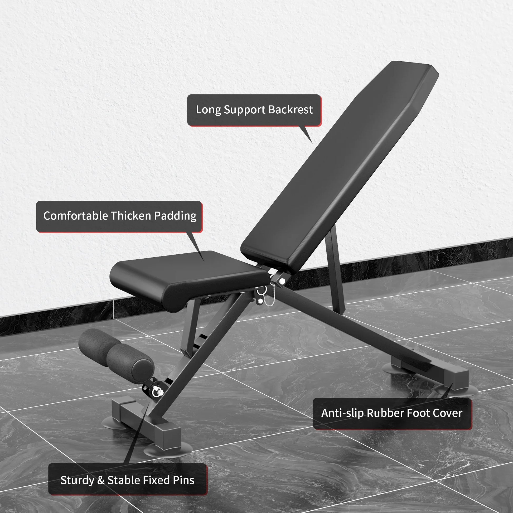 Weight Bench Workout Bench for Incline Decline Exercise 500LBS Weight Capacity Fast Folding Home Gym