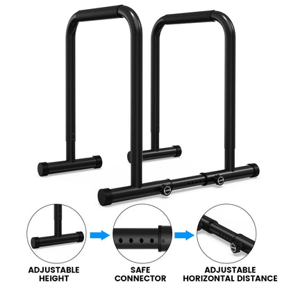 Adjustable Dip Bar Heavy Duty Steel Dip Station Power Tower Dip Station Pull up Bar Power Rack Max Weight 300Lbs