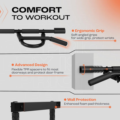 Professional Heavy Duty Doorway Pull-Up Bar with Solid Construction and Multiple Grip Options