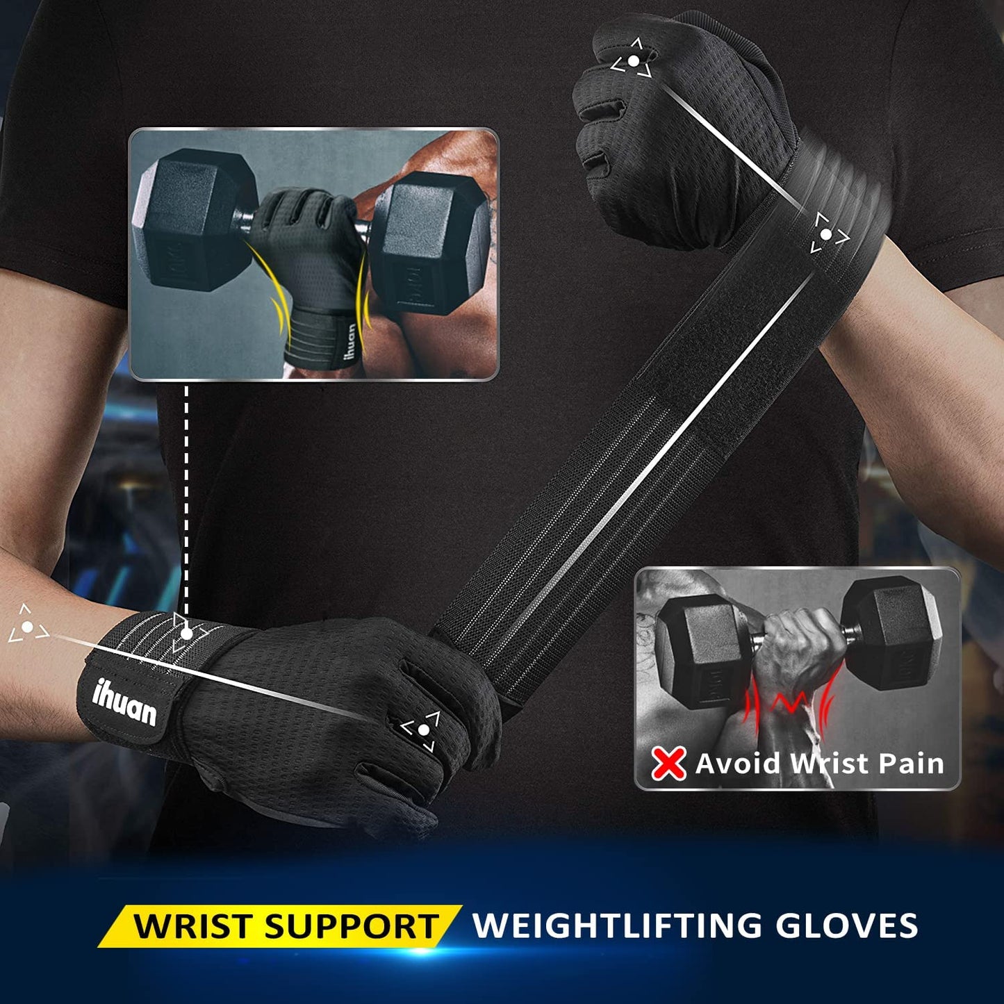 Workout Gloves for Men Full-Finger: Weight Lifting Gloves for Men, Gym Lifting Gloves Full Hand Gloves for Weightlifting, Deadlift