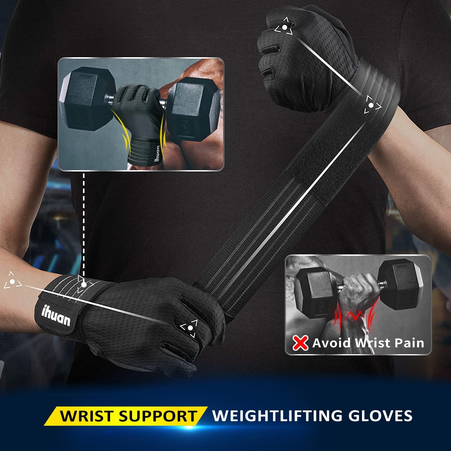 Workout Gloves for Men Full-Finger: Weight Lifting Gloves for Men, Gym Lifting Gloves Full Hand Gloves for Weightlifting, Deadlift